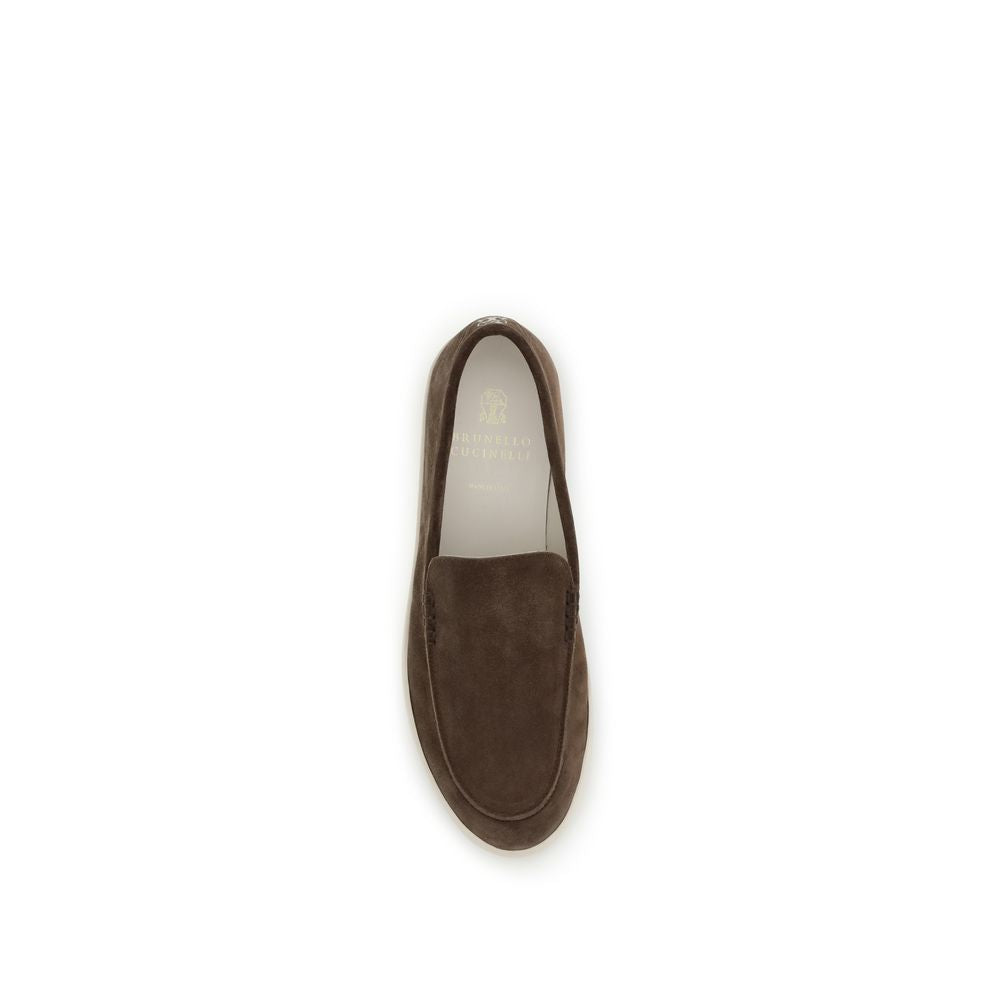 Brunello Cucinelli Brown Rubber Slip-On Loafers