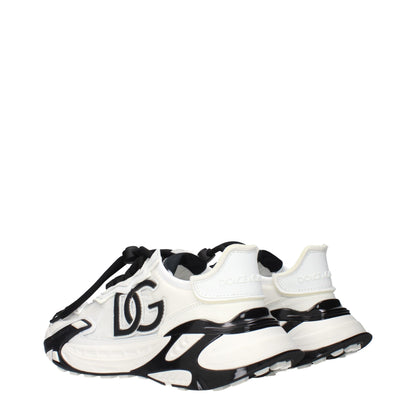 Dolce & Gabbana White Fabric Athletic Sneakers