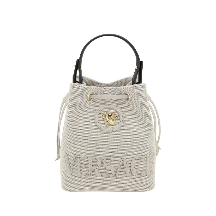 Versace White Fabric Backet Bag