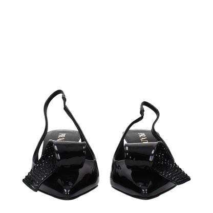 Prada Black Leather Stiletto Heel Sandals
