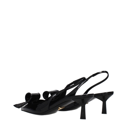 Prada Black Leather Stiletto Heel Sandals